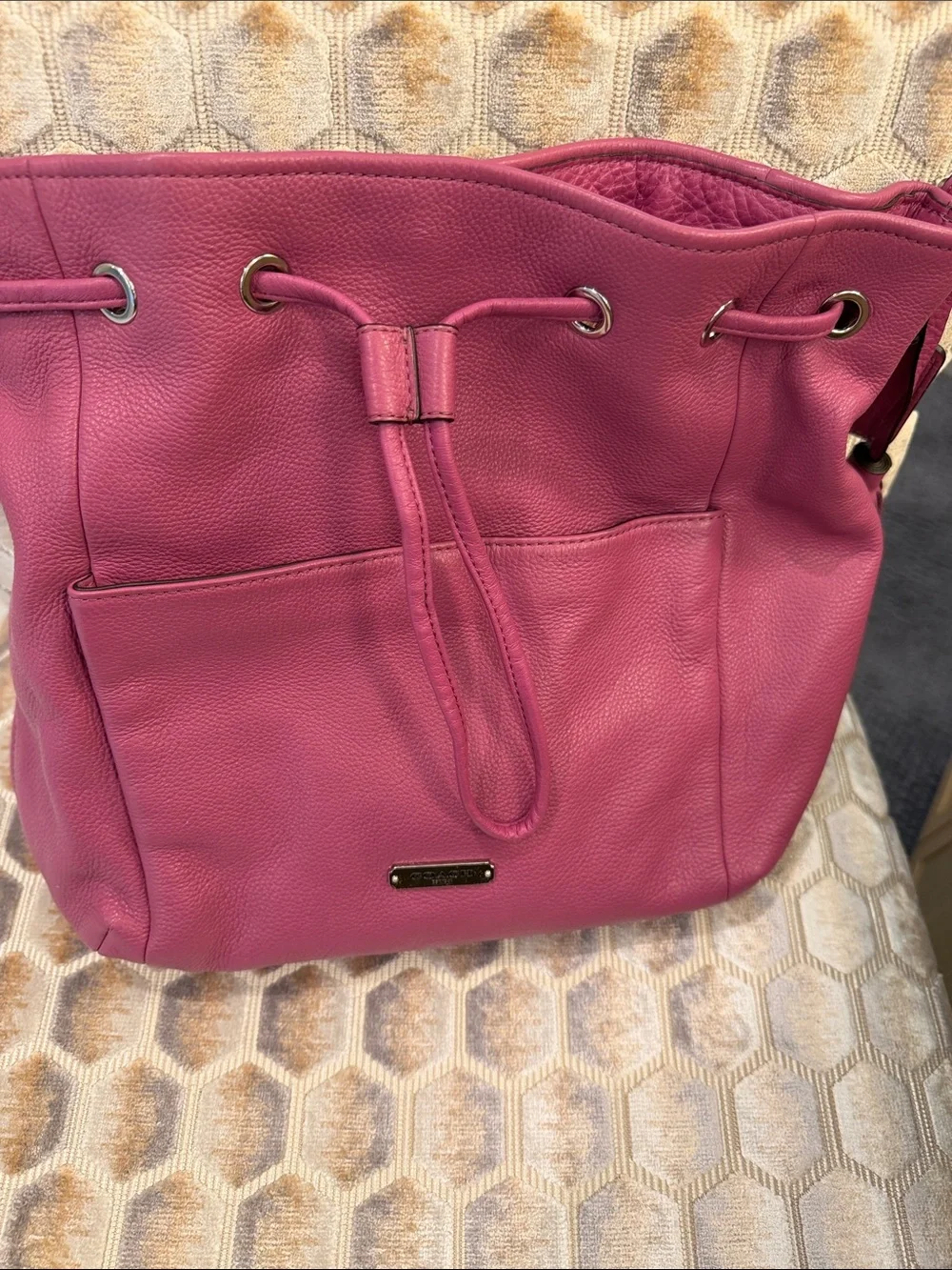 Coach light purple leather Avery Drawstring Bag.